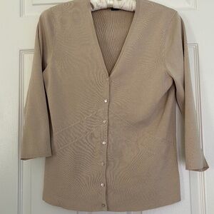 Ann Taylor Vintage Knit Silk/Rayon Cardigan Tan Sz Med EUC